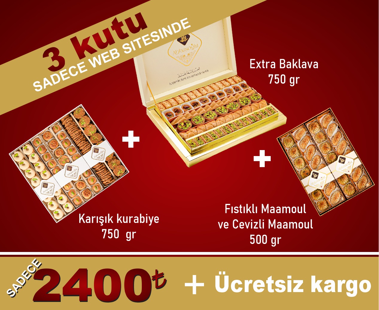 Offer 004-tr-2 3 Kutu Baklava ve Maamoul – Karışık Tatlı Seti